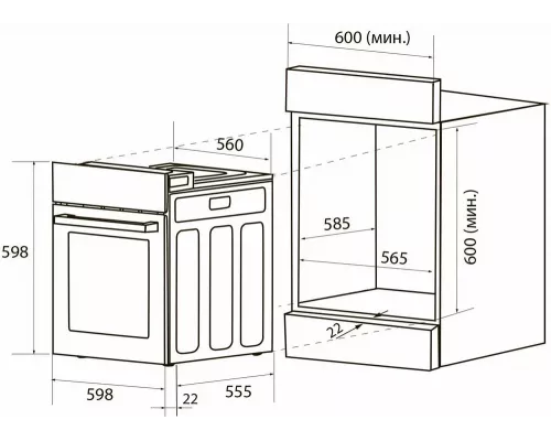 Духовой шкаф Zugel ZOE601X нержавеющая сталь/черный