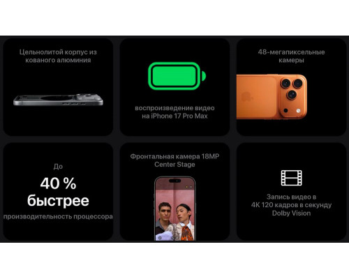 Смартфон Apple iPhone 17 Pro Max 1TB Silver (eSim) Смартфон Apple iPhone 17 Pro Max 1TB Silver (eSim)