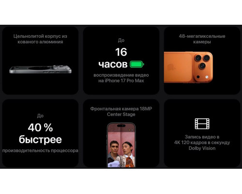 Смартфон Apple iPhone 17 Pro 256GB Deep Blue (1Sim) Смартфон Apple iPhone 17 Pro 256GB Deep Blue (1Sim)