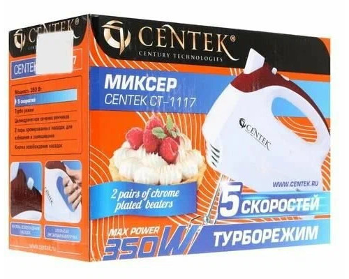 Миксер Centek CT-1117 белый/вишня Миксер Centek CT-1117 белый/вишня