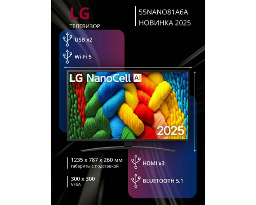 Телевизор LG 55NANO81A6A черный
