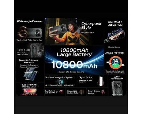 Смартфон Doogee S Cyber 8/256Gb серебристый