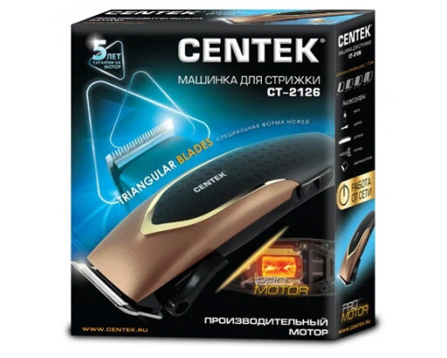 Машинка для стрижки волос Centek CT-2126 черный/золото