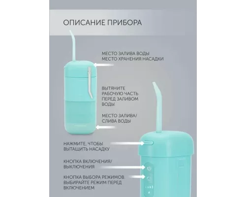 Ирригатор Polaris PWF 1002 T бирюзовый
