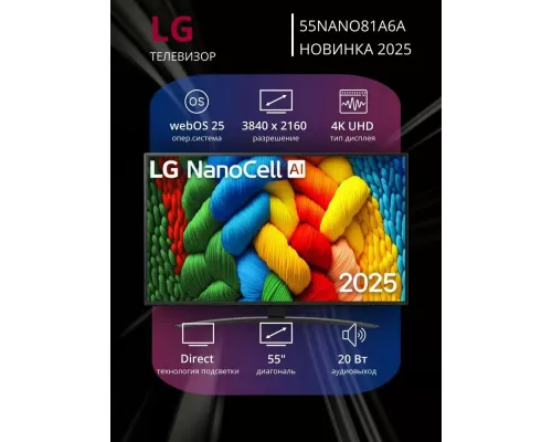 Телевизор LG 55NANO81A6A черный