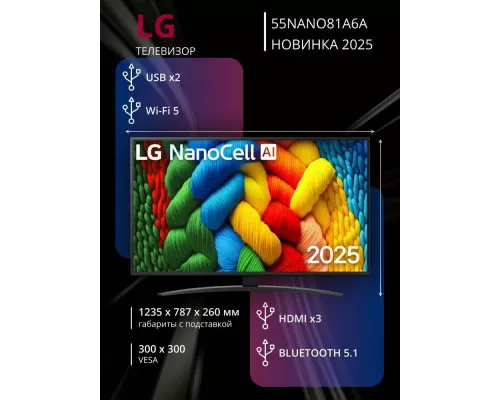 Телевизор LG 55NANO81A6A черный