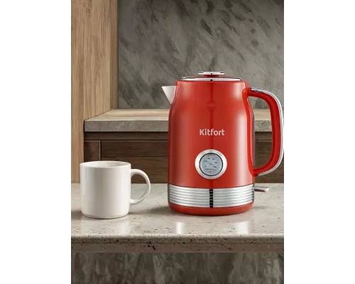 Чайник KITFORT КТ-6791 красный/серебристый