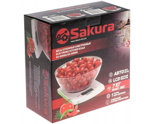 Кухонные весы Sakura SA-6068A бел/оранж
