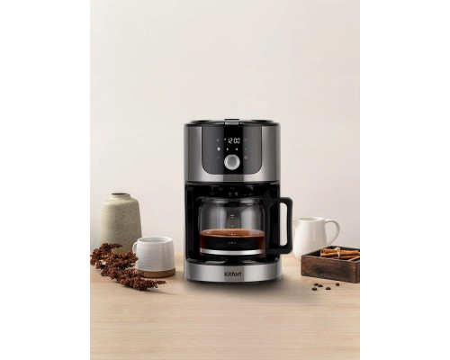Кофемашина Kitfort КТ-782 нержавеющая сталь/черный