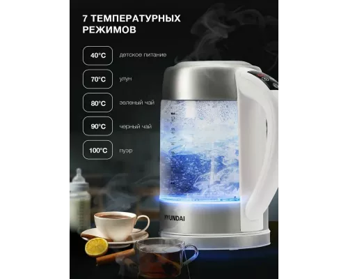 Чайник Hyundai HYK-S5807 белый/серебристый