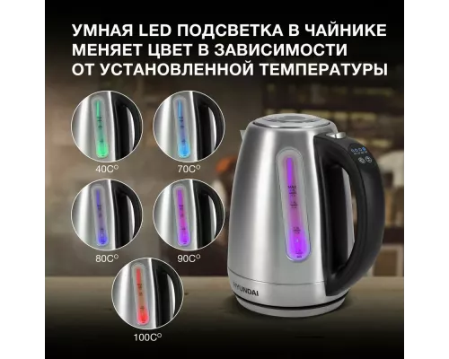 Чайник HYUNDAI HYK-S8408 серебристый матовый/черный