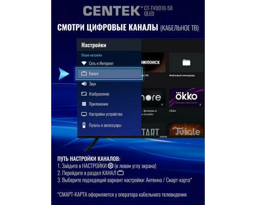 Телевизор Centek CT-TV0010-50 черный