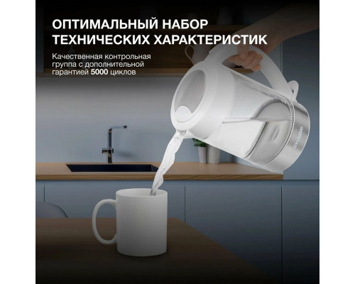 Чайник HYUNDAI HYK-G9990 белый/серебристый