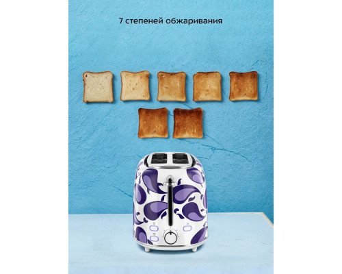 Тостер Kitfort КТ-6863 белый/фиолетовый