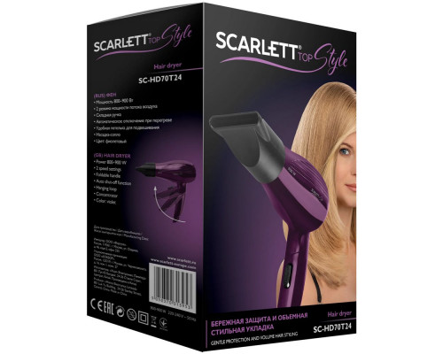 Фен Scarlett SC-HD70T24 фиолетовый/черный