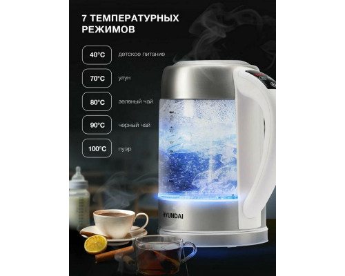Чайник Hyundai HYK-S5807 белый/серебристый