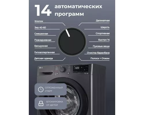 Стиральная машина LG F2V3PS6J черная