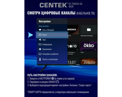 Телевизор Centek CT-TV0010-50 черный