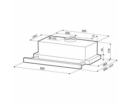 Встраиваемая вытяжка Krona KAMILLA 500 AIR 1B черный