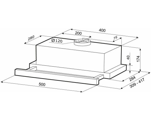 Встраиваемая вытяжка Krona KAMILLA 500 AIR 1B черный