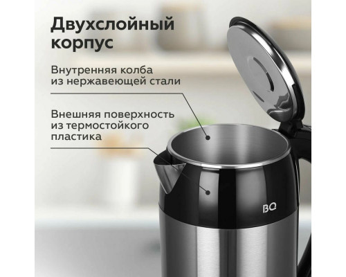 Чайник BQ KT2030SW черный/стальной