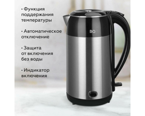 Чайник BQ KT2030SW черный/стальной