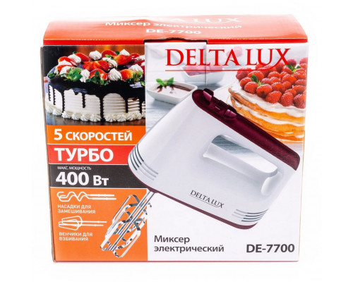 Миксер Delta LUX DE-7700 белый с бордовым
