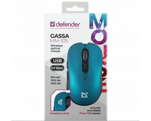 Мышь Defender Gassa MM-105 бирюзовый
