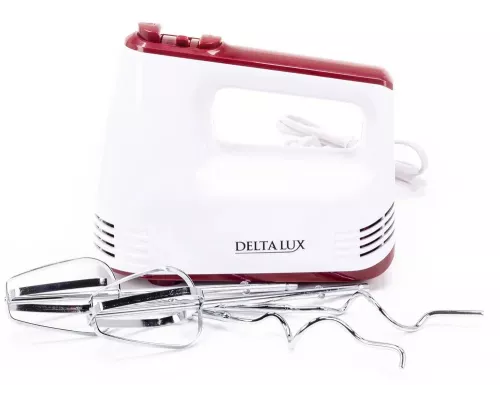 Миксер Delta LUX DE-7700 белый с бордовым