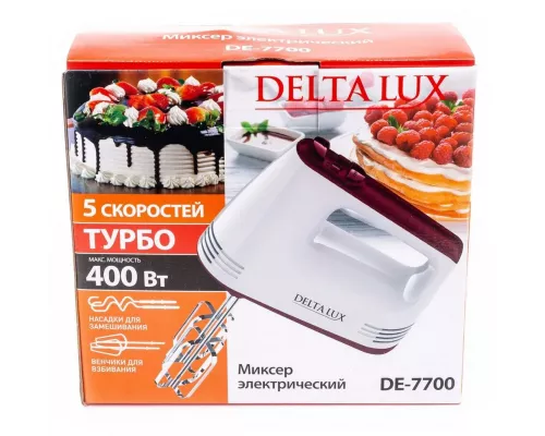 Миксер Delta LUX DE-7700 белый с бордовым