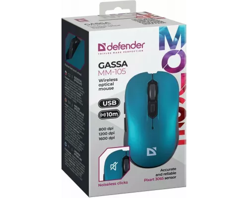 Мышь Defender Gassa MM-105 бирюзовый