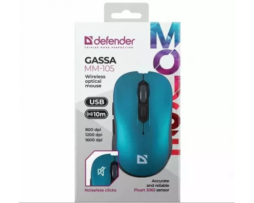 Мышь Defender Gassa MM-105 бирюзовый