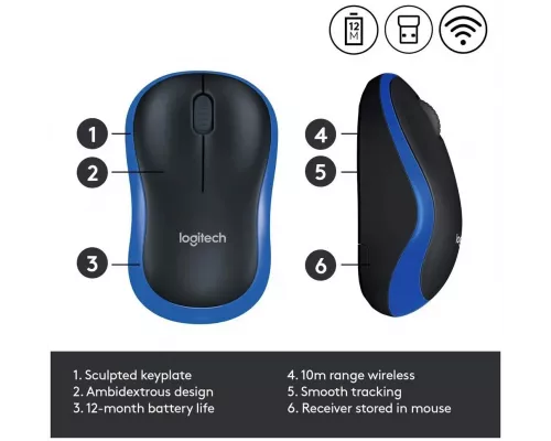Мышь Logitech M185 синий