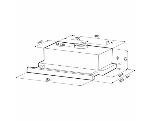 Встраиваемая вытяжка Krona KAMILLA 500 AIR 1B черный