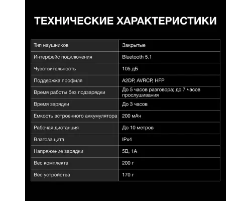 Беспроводные наушники Hyundai H-HP101 черный