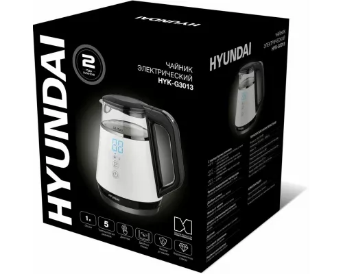 Чайник Hyundai HYK-G3013 белый/черный