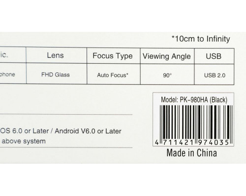 Веб-камера A4Tech PK-980HA черный