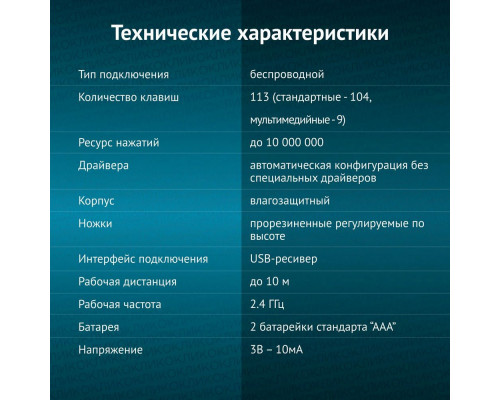 Клавиатура Oklick K225W черный