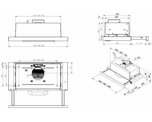 Встраиваемая вытяжка Jet Air Aurora LX/GRX/F/90 серебристый