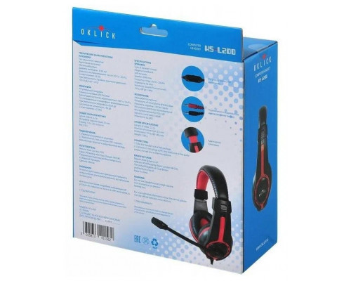 Наушники Oklick HS-L200 черный/красный