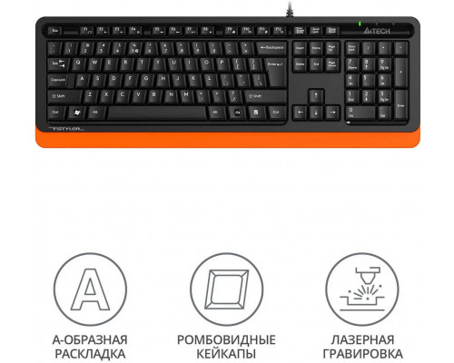 Клавиатура A4Tech Fstyler FKS10 черный/оранжевый