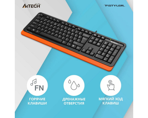 Клавиатура A4Tech Fstyler FKS10 черный/оранжевый