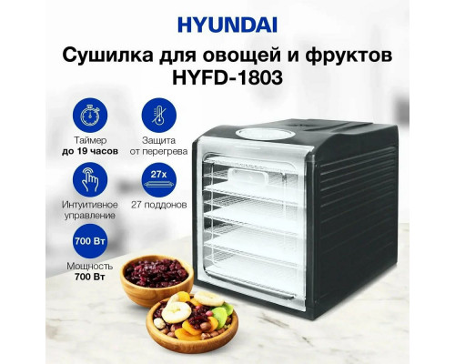 Сушилка для овощей и фруктов Hyundai HYFD-1803 черный