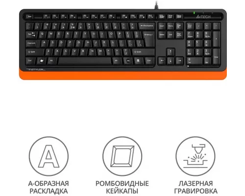 Клавиатура A4Tech Fstyler FKS10 черный/оранжевый