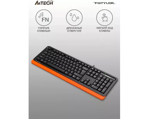 Клавиатура A4Tech Fstyler FKS10 черный/оранжевый