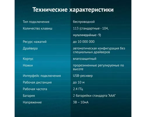 Клавиатура Oklick K225W черный