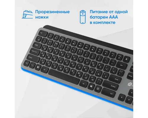 Клавиатура Oklick K859W серый/черный
