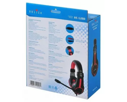 Наушники Oklick HS-L200 черный/красный