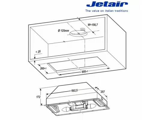 Встраиваемая вытяжка JET AIR Viera GR/A/72 серый