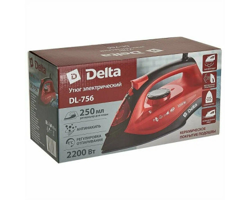 Утюг Delta DL-756 черный с красным